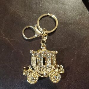 Gold Crystal Carriage Keychain Charm for Women